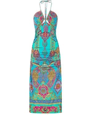 CAMILLA Cut-Out Halter Neck Dress - Blue