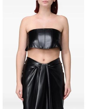 Hanita Lace-Up Strapless Top - Black