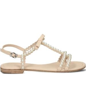 Kennel & Schmenger Elle Pearl-Embellished Bow Sandals - Natural