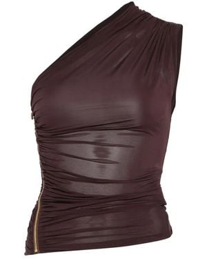 Elisabetta Franchi One-Shoulder Zip Top - Purple