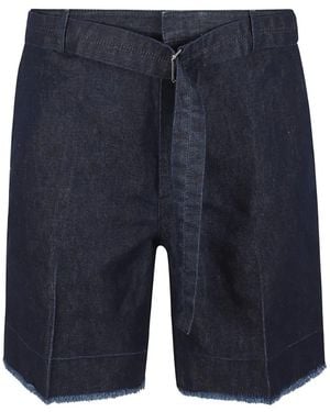 Lanvin Shorts Met Franje En Ceintuur - Blauw