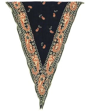 Mantero 1902 Paisley-Print Triangular Scarf - Black
