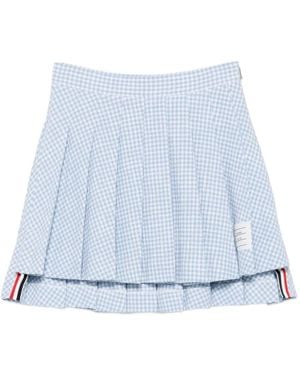 Thom Browne チェック プリーツミニスカート - ブルー
