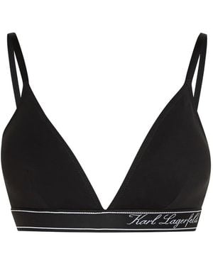 KARL LAGERFELD Hotel Karl Stripe Cotton Bralette - Black