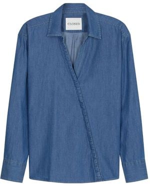 Closed Asymmetric Collared Shirt - Blue