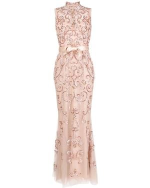 Zuhair Murad High Neck Embellished Gown - Pink