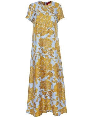 La DoubleJ Silk Twill Swing Maxi Dress - Metallic