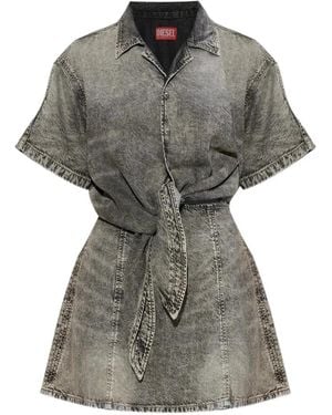 DIESEL Tie-Waist Mini Dress - Gray