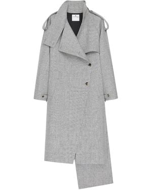 Courreges Oblique Asymmetric Wool Coat - Gray