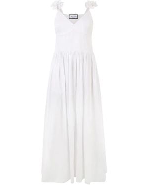 Philipp Plein Floral-Strap Maxi Dress - White