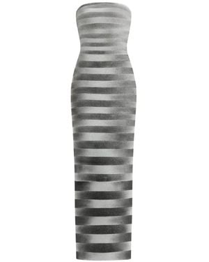 Hervé Léger Vestido palabra de honor a rayas - Blanco