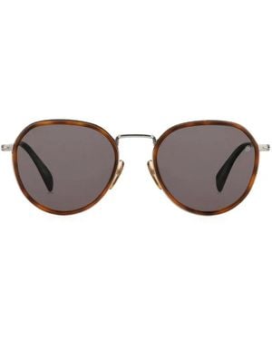 David Beckham Tortoiseshell-Effect Round-Frame Sunglasses - Grey