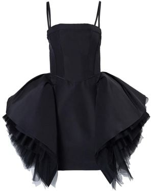 Carolina Herrera Ruffled-Tulle Silk Dress - Black