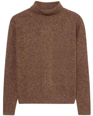 Brooks Brothers Cable-Knit Detailed Turtleneck Jumper - Brown