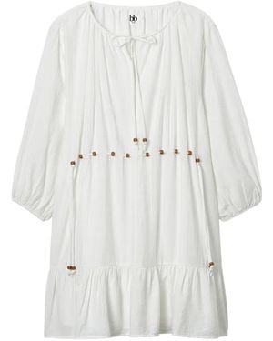 B+ AB Beaded Tiered Dress - White