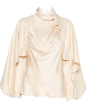 Zimmermann Ascent Draped Pussy-Bow Blouse - Natural