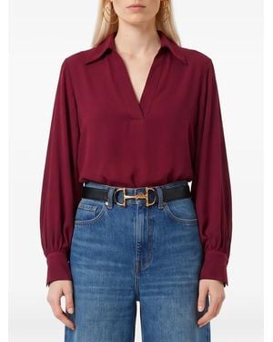 SUTTON NEW YORK V-Neck Long-Sleeve Blouse - Red