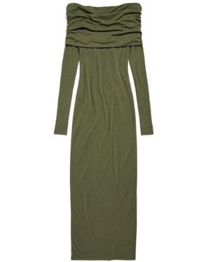 Balenciaga Draped Off-The-Shoulder Maxi Dress - Green