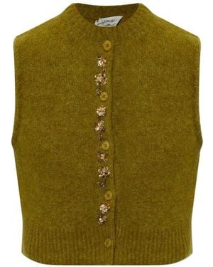 forte_forte Appliqué-Embellished Waistcoat - Green