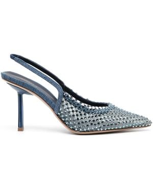 Le Silla Gilda 80Mm Crystal-Embellished Denim Pumps - Blue