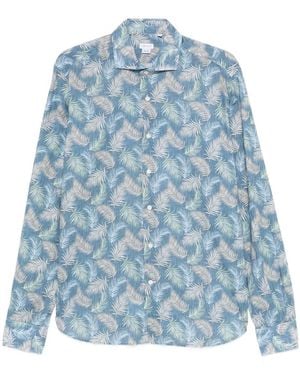 Orian Leaf-Print Shirt - Blue