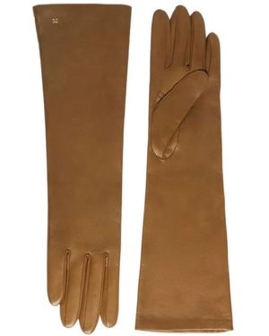 Max Mara Long Nappa-Leather Gloves - Brown