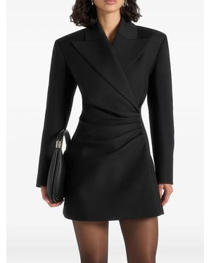 Manière De Voir Yasmin Asymmetric Ruched Blazer Mini Dress - Black