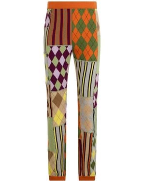 Moschino Patchwork Intarsia-Knit Pants - Orange