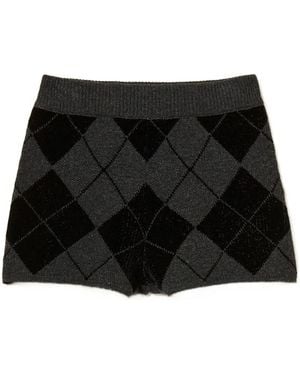 Twinset Diamond-Pattern Knit Shorts - Black