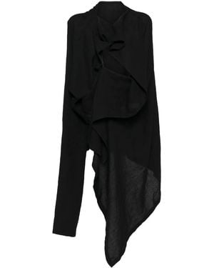 Yohji Yamamoto Draped Linen Jacket - Black