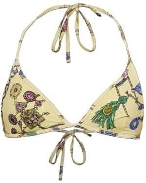 Versace Printed Bikini Top - Metallic
