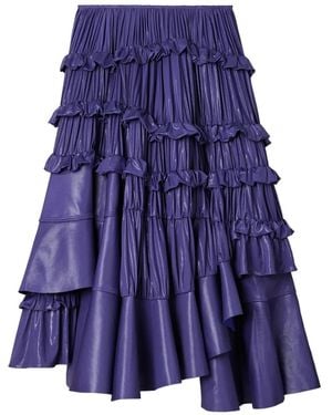 Tory Burch Gonna Midi Con Ruches E Pieghe - Blu