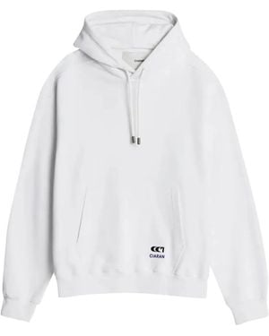 CIARAN Geometric-Print Cotton Hoodie - White