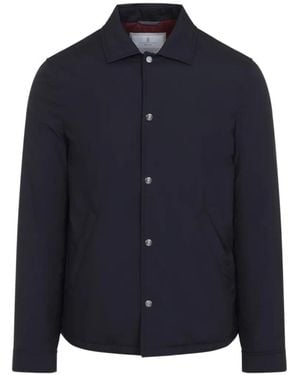 Brunello Cucinelli Press-Stud Padded Jacket - Blue