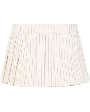 Frankie Shop Neutral Pinstripe Pleated Skirt - Natural