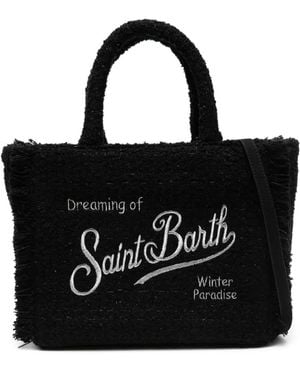 Mc2 Saint Barth Fringed embroidered tote bag - Schwarz