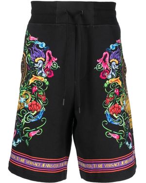 Versace Jeans Couture Shorts Sportivi Con Stampa - Nero