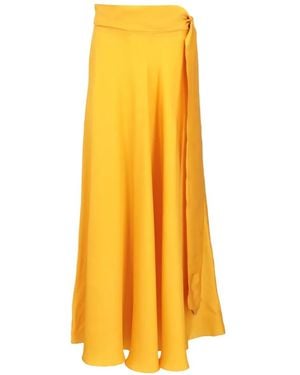 Isaia Wrap-Style Flared Maxi Skirt - Yellow