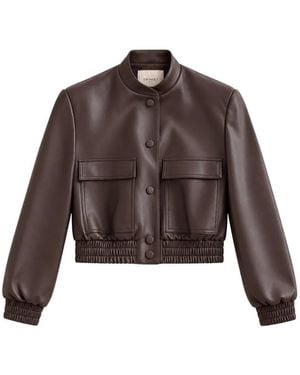 Twinset Faux-Leather Bomber Jacket With Pockets - Brown