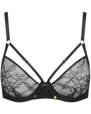 Scandale Jeux Magnétiques Lace-Detail Balconette Bra - Black