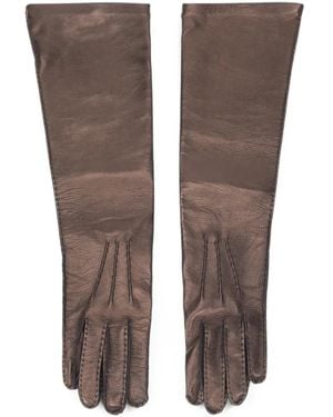 Alberta Ferretti Long-Length Leather Gloves - Brown