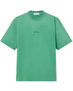 Stone Island Logo-Print Cotton T-Shirt - Green