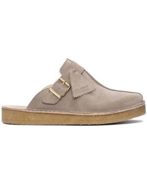 Clarks Trek Calf Suede Flat Mules - Brown