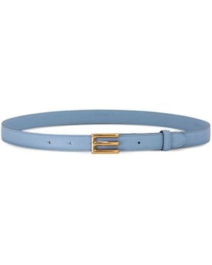 Etro Logo-Buckle Leather Belt - Blue