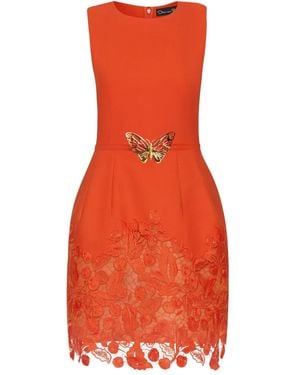 Oscar de la Renta Vestido corto de encaje guipur - Naranja