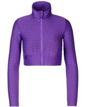 Tessitura Body Couture 3D-Textured Performance Cropped Top - Purple