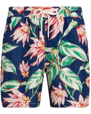 Ralph Lauren Floral-Print Swim Short - Blue