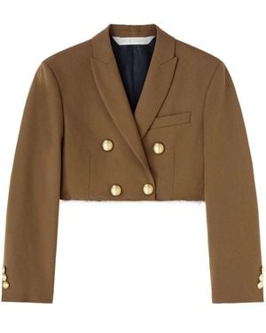 Palm Angels Double-Breasted Cropped Blazer - Brown