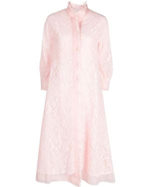 Shiatzy Chen Lace Pleated Single-Breasted Coat - Pink