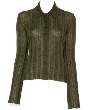 KHAITE Ribbed-Knit Cardigan - Green